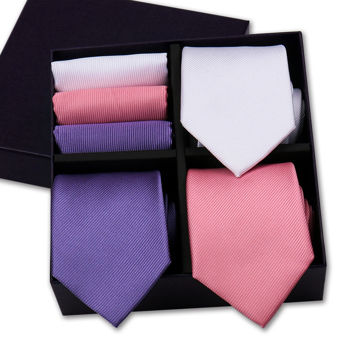 Herren-Krawatte, 3 Sets in Geschenkbox, einfarbig, gestreift, Krawatte, Taschentuch für Herren, Gravata, Hochzeit, formelle Business-Anzug-Accessoires – Detail 21