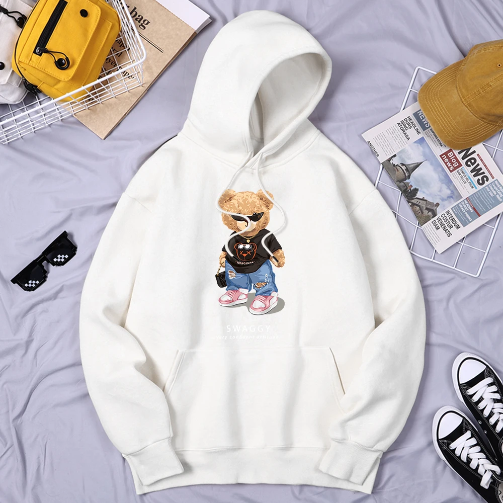 

Teddy Bear Goes Out,Be Confidence Be Positive Hooded Men'S Basic Hip Hop Tops Quality Soft Hoodie Fashion Graphics Clothes Men'S