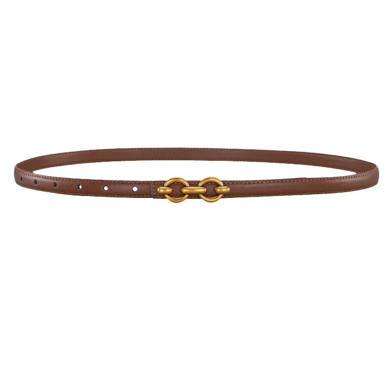 

2023 luxury designer Fashion Genuine Leather Gold Buckle Thin Cowskin Belts Female Jeans Dress decoration Waistband Belt Women