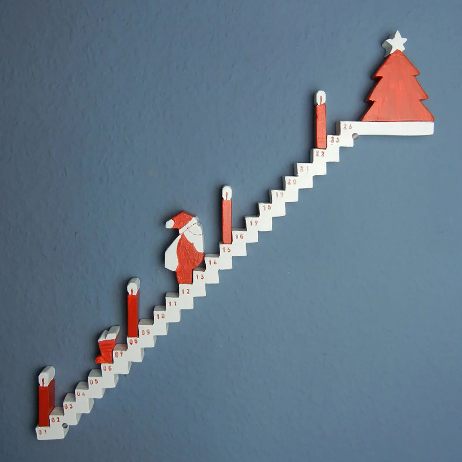 Christmas Advent Calendar Wood Stairs Climbing, Santa's Staircase Countdown Calendar, Santa Climbing Staircase Advent Calendar