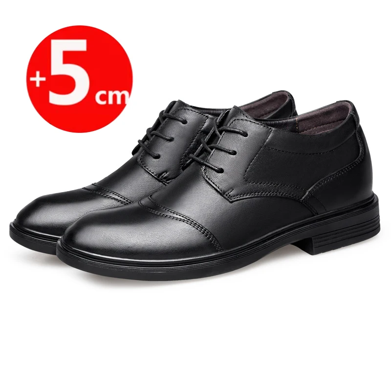 Hidden Heel 7CM Cow Leather Men Shoes Office Work Elevator Shoes Brand Man Business Oxfords Footwear Casual Lift Sneakers