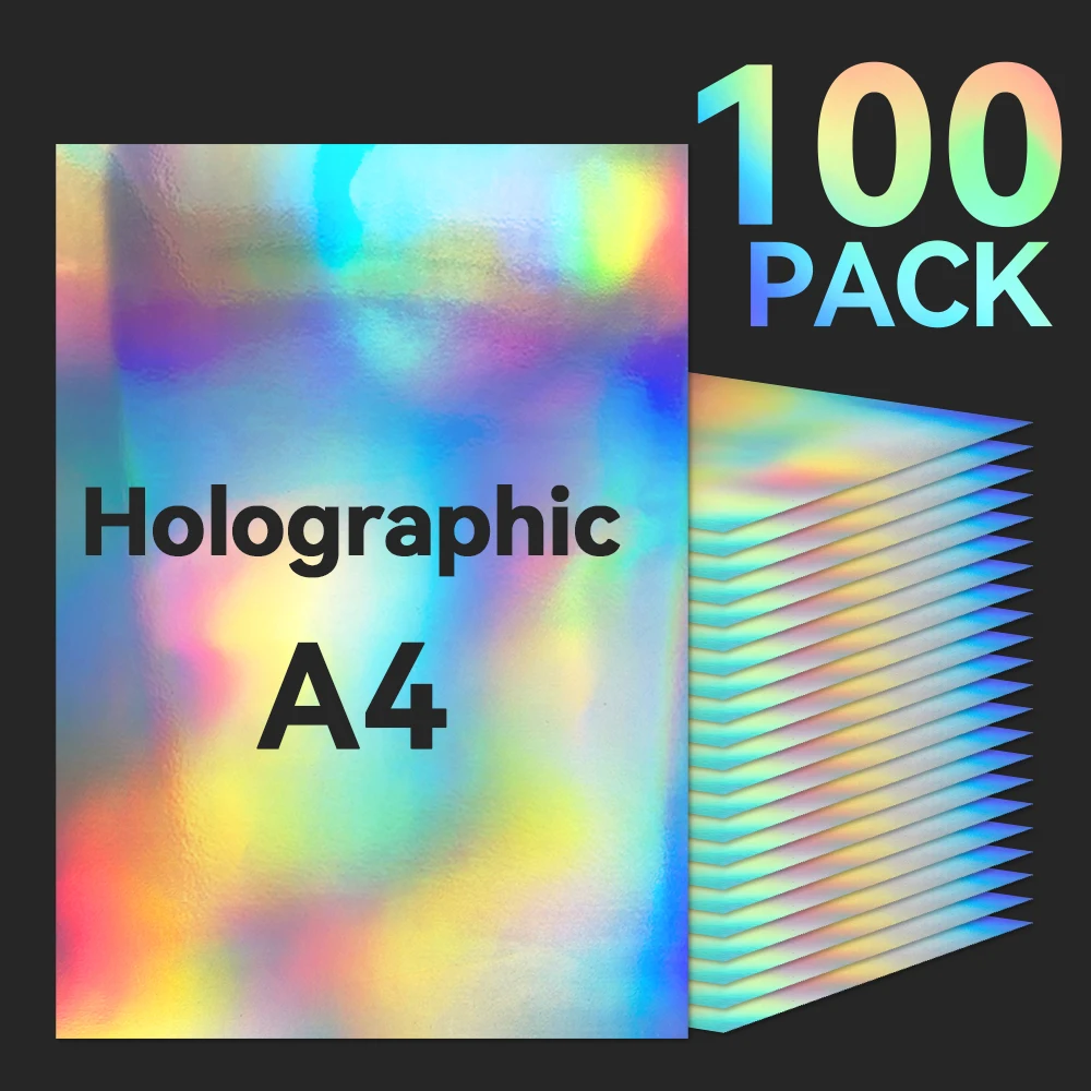 A4 Holographic Sticker Paper Self Adhesive Printable Vinyl 50/100 Sheets