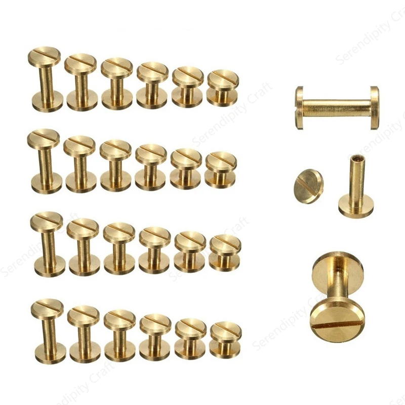 Binding Screws Nail Rivets Chicago Screws Album Leather Craft Screws  Leather Craft Belt Bag Hardware Solid Golden 10pcs 