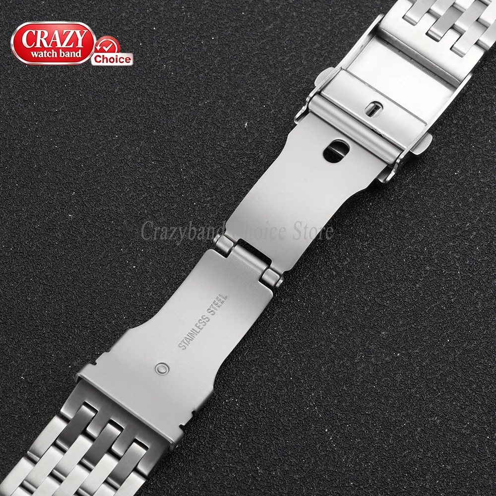 Elegant Solid Stainless Steel Watch Strap with Metal Fold Buckle - Universal Size
