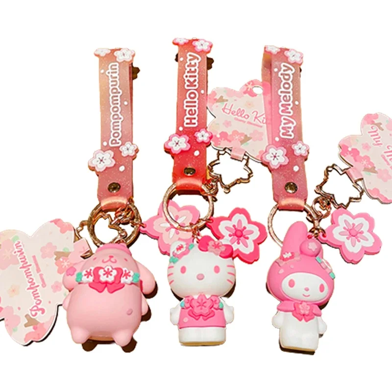 

MINISO Sanrio Hellokittys Cinnamoroll My Melody Kuromi Purins Kawaii Peripheral Keychain Cartoon Creative Doll Schoolbag Pendant