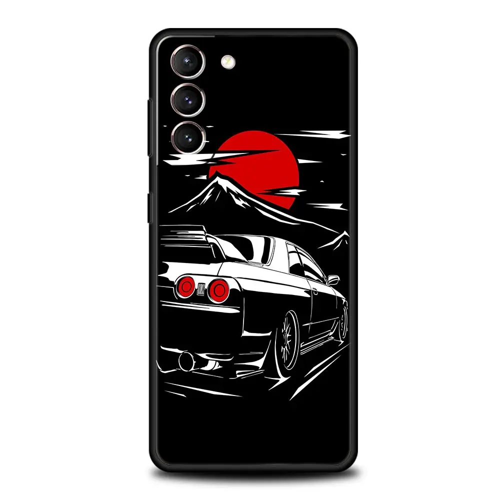 Japanese JDM Sports Car Black Silicone Phone Case