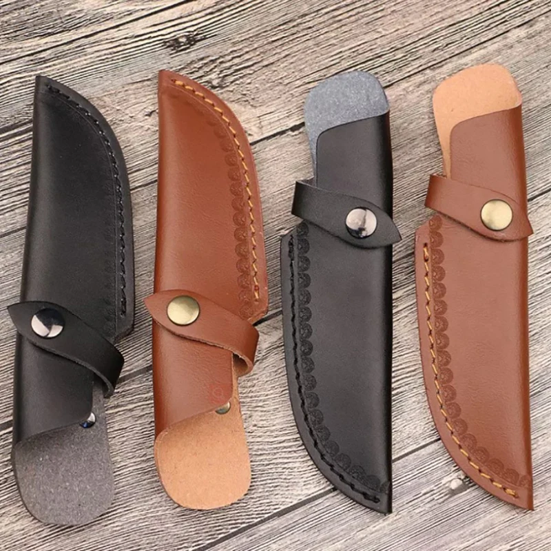 Knife Sheath Leather Sheath With Waist Belt Buckle Pocket Multi-function Tool Knife Protective Cover Leather Sheath Belt Outdoor