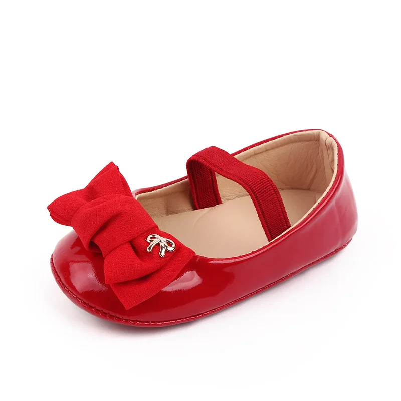 Newborn Baby Girls Shoes Infant PU Leather Big Bow Princess First Walkers Soft Soled Non-slip Footwear Wedding Party Baby Shoes 4