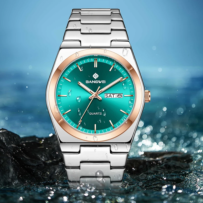 BANGWEI Luxury Men Watch Fashion Business Waterproof Luminous Watch Men Outdoor Sports Weekend Date Quartz Wristwatches For Men