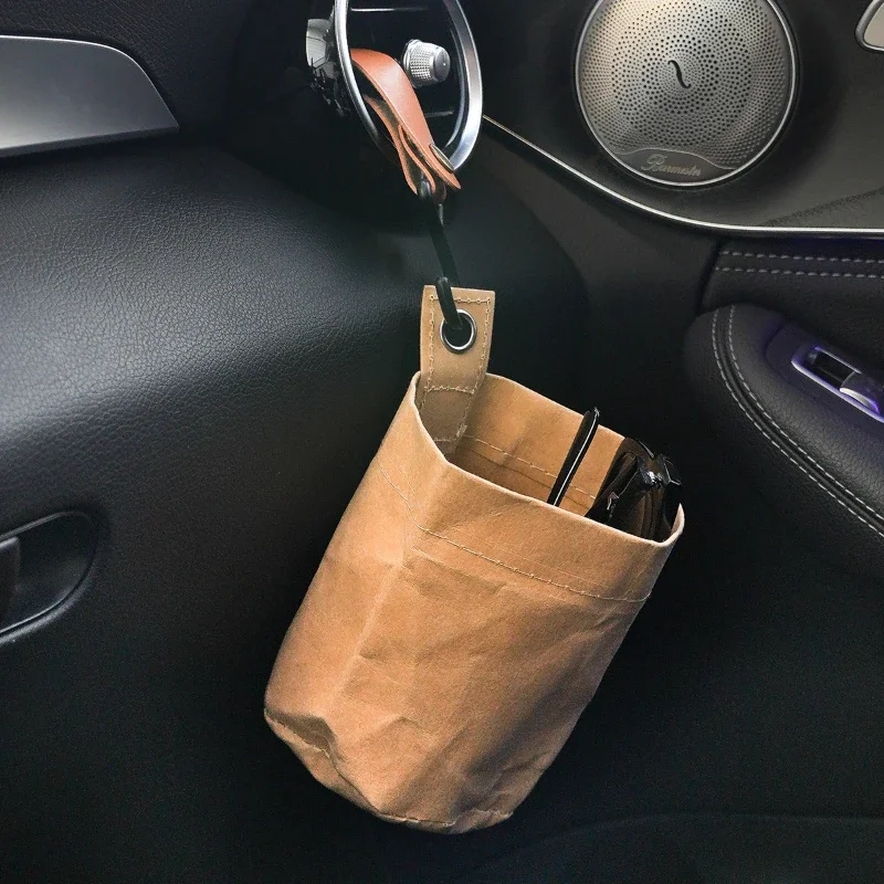 Car Garbage Can Storage Bag Portable Waterproof Water Cup Holder Car Garbage Bag Thickened Hook Type Accessories 2024 Universal