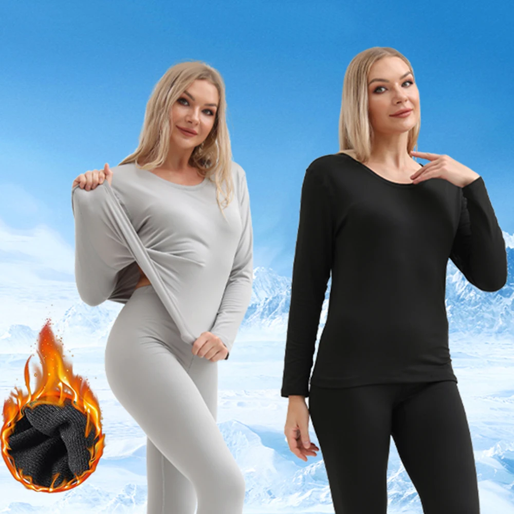 오토바이 재킷 보온 속옷 세트, 심리스 두껍고 따뜻한 란제리, 여성 보온 레깅스, 겨울 의류 세트 