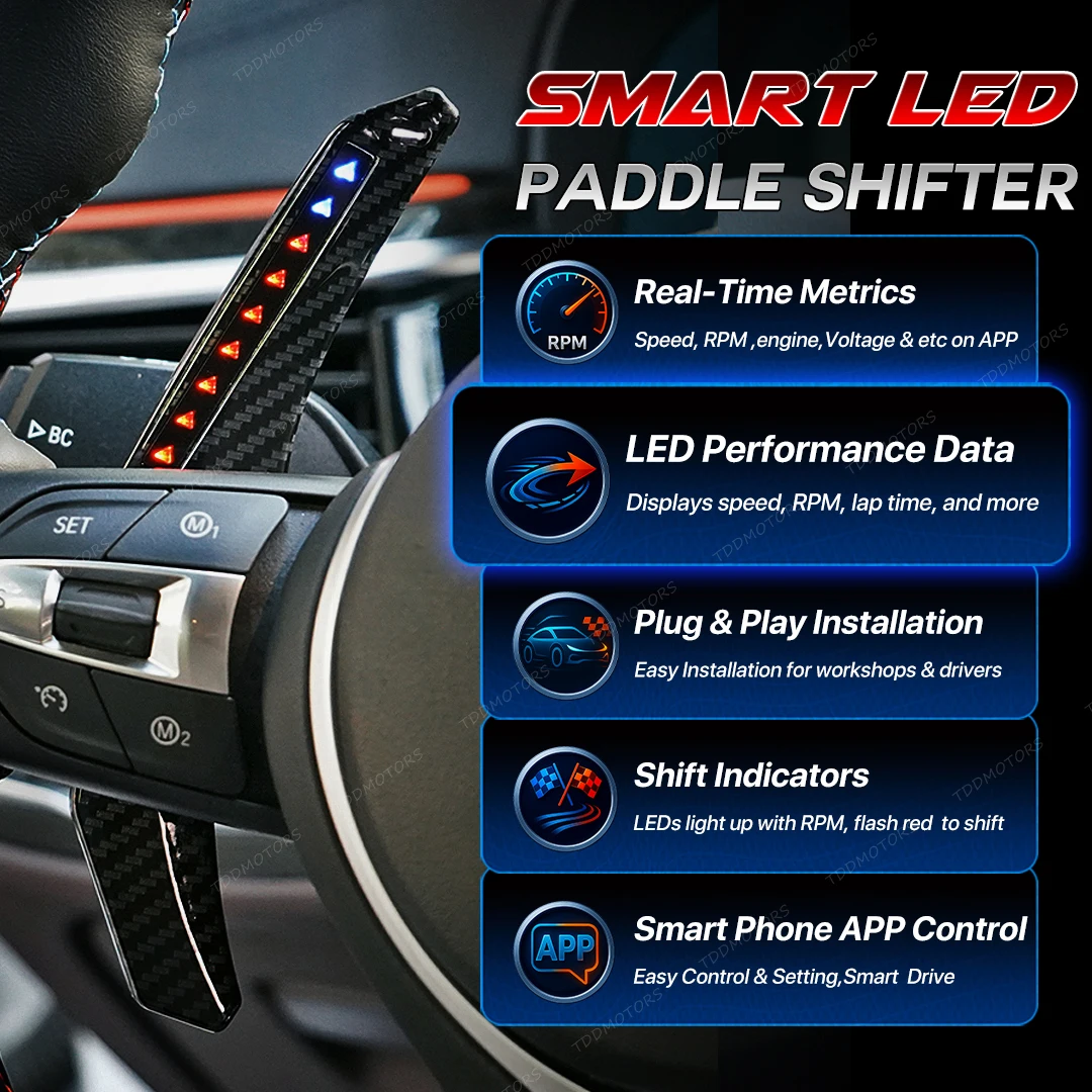 BMW F10 F11 F20 F21 F22 F45 F30 F31 F35 F32 F33 F36 X3 F25 X5 F15 X1 F48 F49용 TDD 스마트 LED 패들 시프터 모델 스마트 원