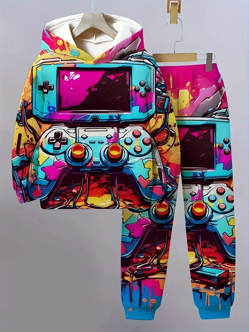 Men 3D Printed Hoodie Pant Sets Casual Sweatshirts Sweatpants