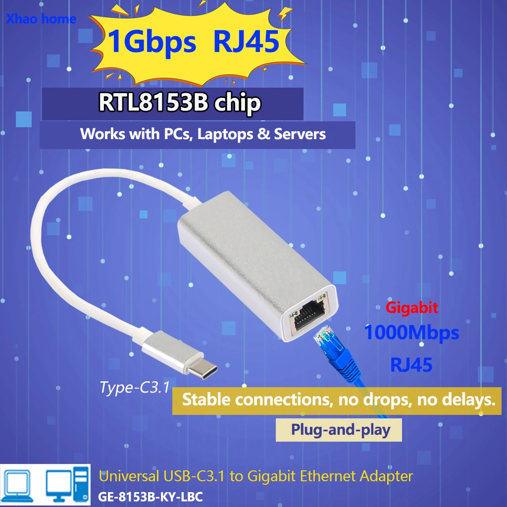 Adaptateur ethernet gigabit usb-c vers rj45 lan pour pc portable_voghion.com