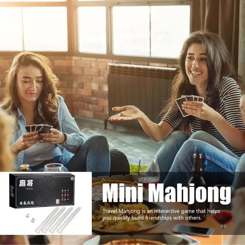 Portable Mahjong Table Set Portable Mahjong Set Mini Family Board Game Easy To Carry For Travel Student Dormitory