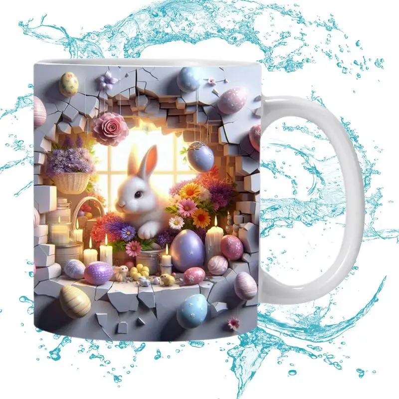 

Пасхальная кружка с принтом кролика, керамическая кофейная кружка 350 мл, кружка с милым красочным пасхальным Кроликом, кофейная кружка с кроликом для стола, центральные части для дома