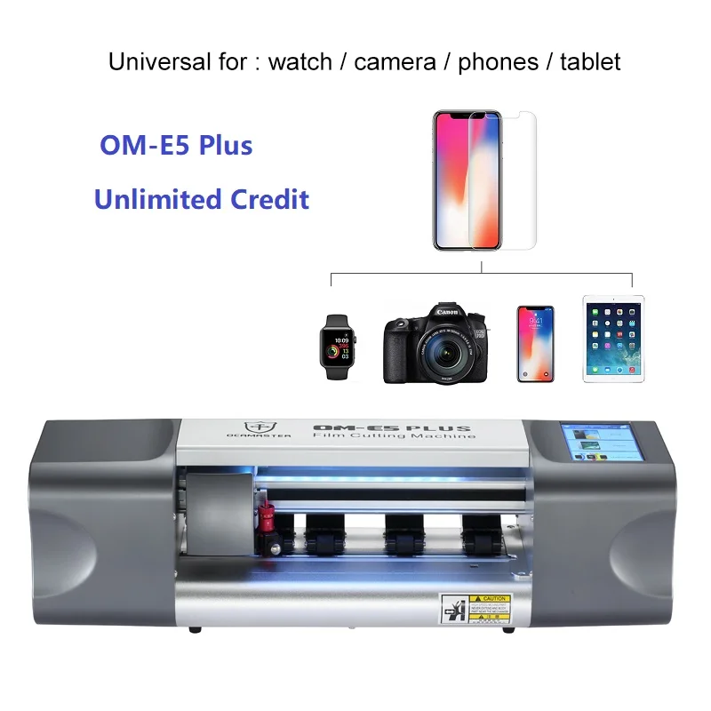 

OM-E5 Plus Unlimited Credit Hydrogel Film Cutting Machine for iPhone 7 11 Pro Rear Samsung Front Back Cover Cutter Tool TPU TPH