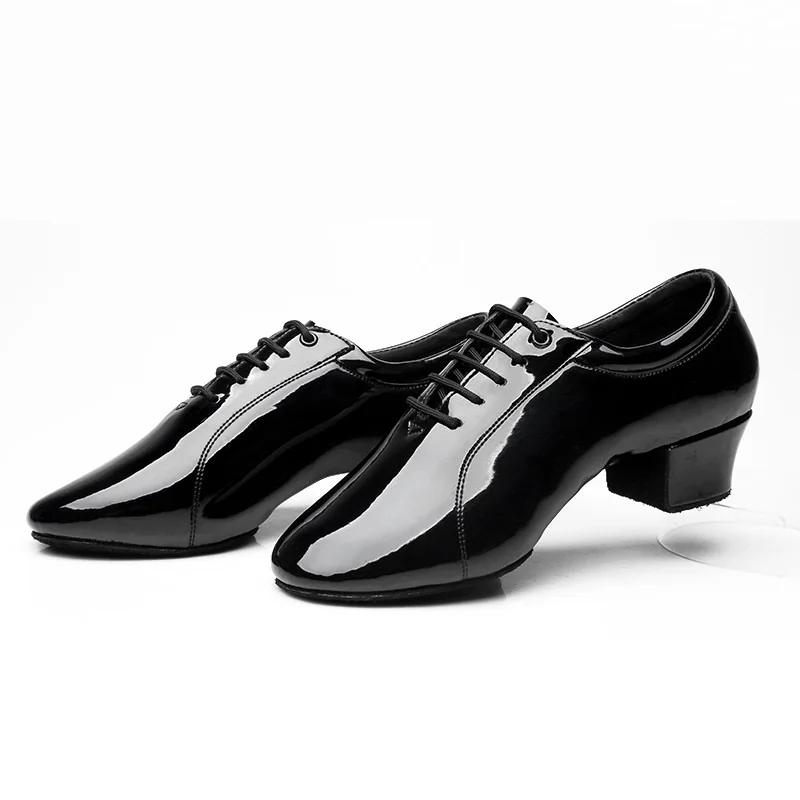 Latin Dance Shoes Breathable Ballroom Men Bright Leather Modern Dance Shoes Square Soft Sneakers Tango Dancing Shoes
