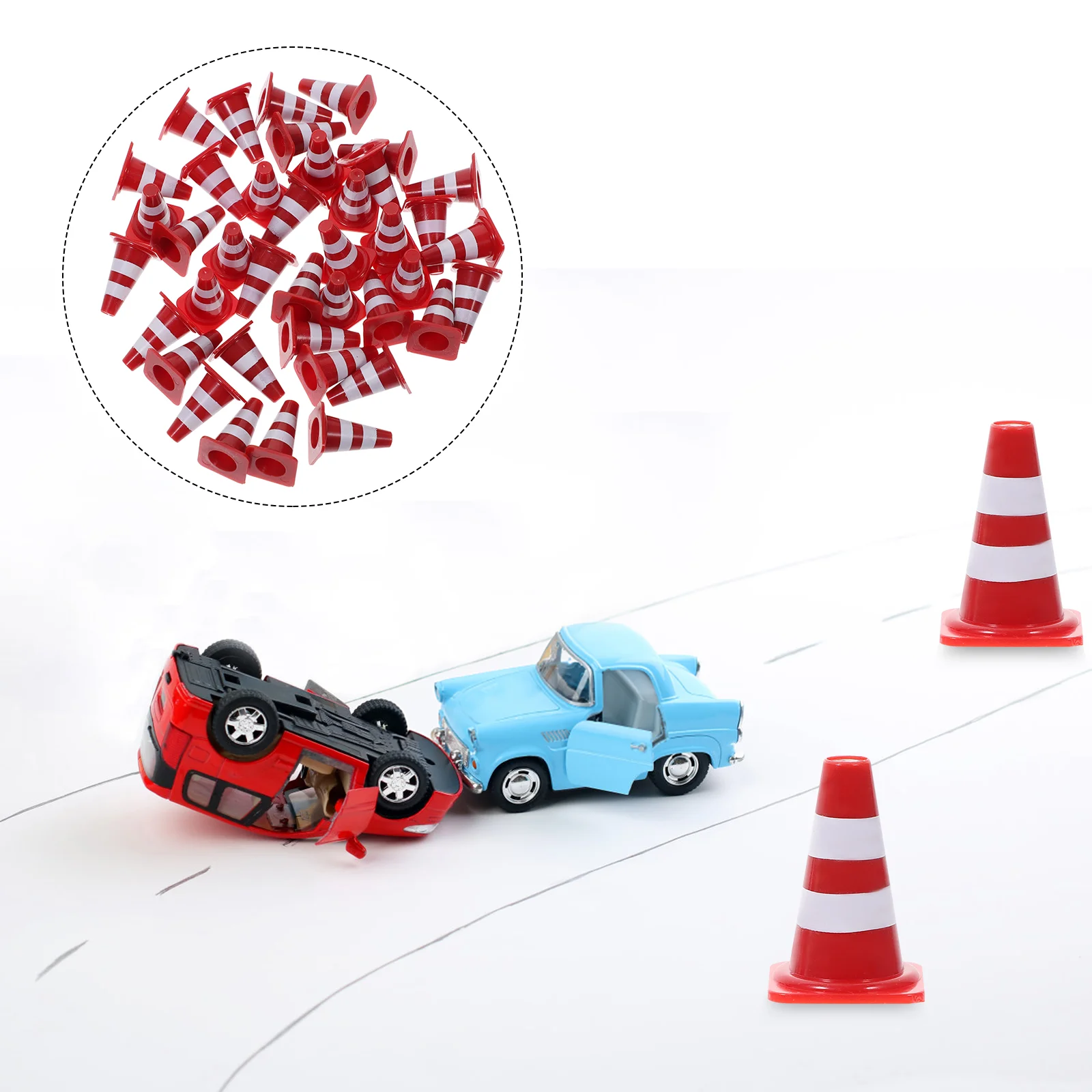 

40Pcs Miniature Traffic Cones Training Roadblock Cone Traffic Signs Road Parking Signs for Sandbox Scenery Children Pretend Play