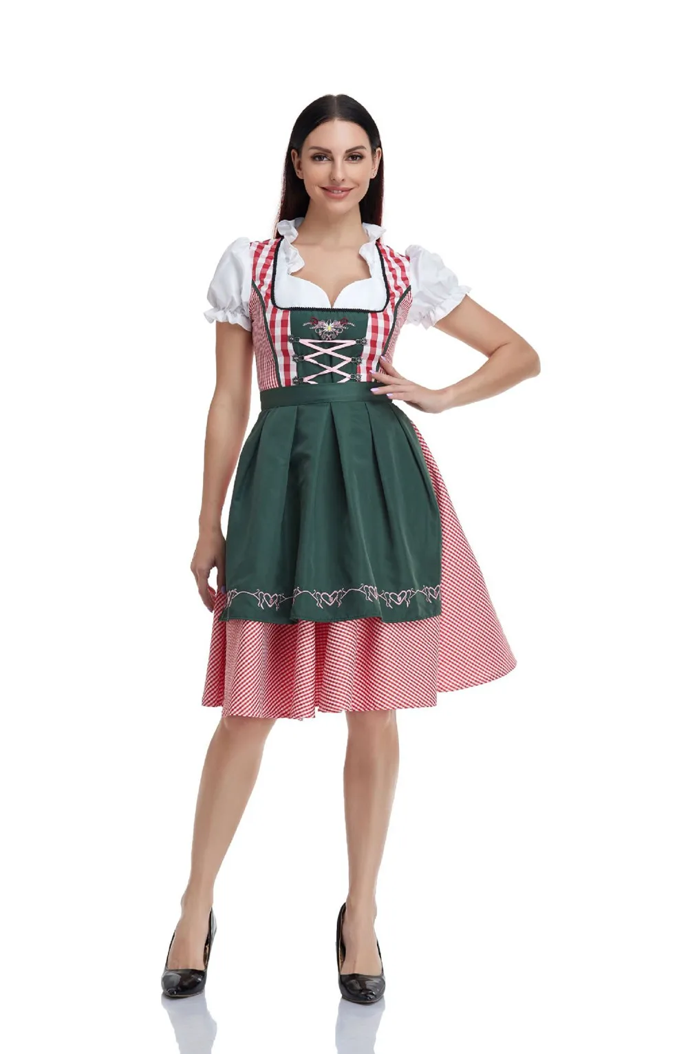 

S-4XL Traditional Women German Octoberfest Oktoberfest Costume Beer Maid Wench Bavarian Dirndl Dress Up