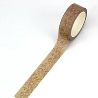 1PC. 10M Decor Vintage Kraft Silhouette Flower Washi Tape for Diary Gift Wrapping Adhesive Masking Tape Cute Journal Stationery 2