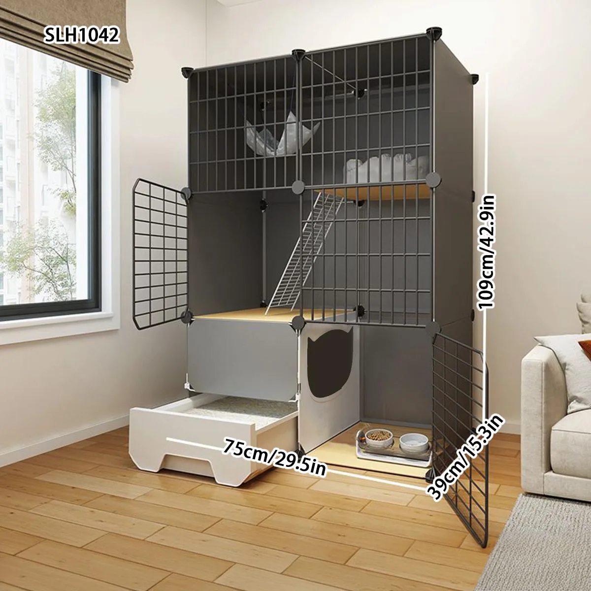 Cage with Integrated Litter Box for Small Pets 4