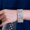 CWWZircons Luxury Statement Chunky Cubic Zirconia Pave Wide Big Bridal Wedding Cuff Bangles for Women Dubai Gold Color BG067 6