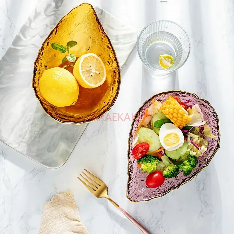 300ml Phnom Penh Water Drop Glass Bowl Fruit Plate Vegetable Salad Plate Home Creative Dessert Bowl