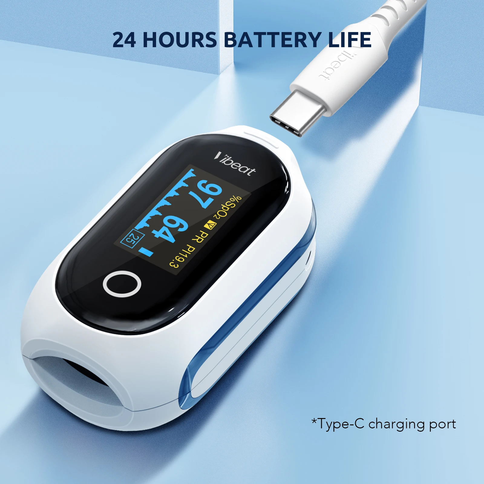 VibeatPF10AWRechargeableOxygenMeterFingerPulseOximeteBluetooth