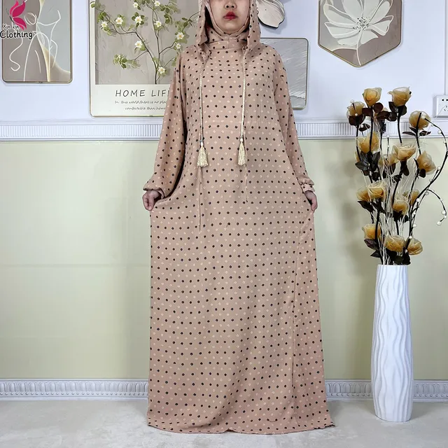 110728-ab2dbb.jpg Nouveau Ramadan coton robe femmes recueillir taille Double chapeau Abaya femmes musulmanes ample Maxi caftan dubaï turquie Islam vêtements de prière