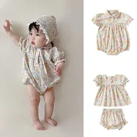 2025 New Summer Newborn Baby Girls Clothing Set Short Sleeved Cotton Printed Shirt+Shorts 0-3Yrs Children Clothes Baby Romper