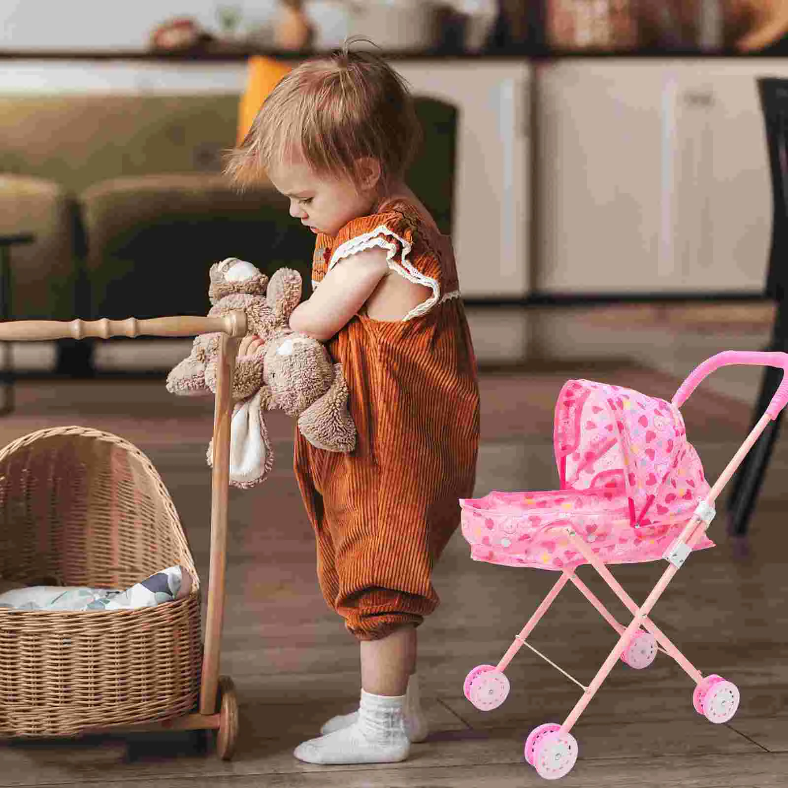 

Baby Doll Stroller Little Girl Stroller Plaything Adorable Lightweight Small Stroller