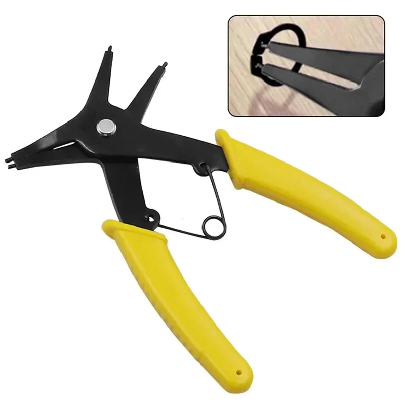 Internal and external pliers loaded with a double-purpose snap ring spring 2 in 1 assembly and disassembly tools.