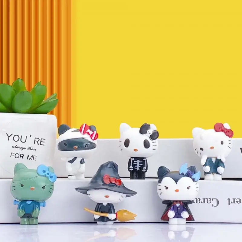 

6Pcs Hello Kitty Halloween Decorations Cute Creative Keychain Cartoon Handmade Landscape Doll Gifts Christmas Gifts Wholesale