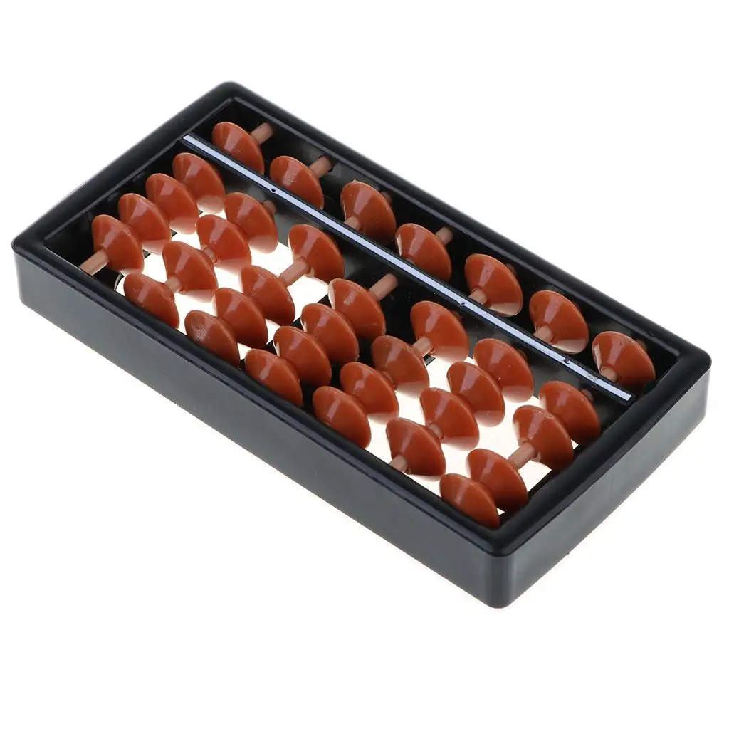 7 Rods Brown Beads Arithmetic Abacus Soroban Calculating Frame Kids Mathematical Teaching Aids Educational Toy