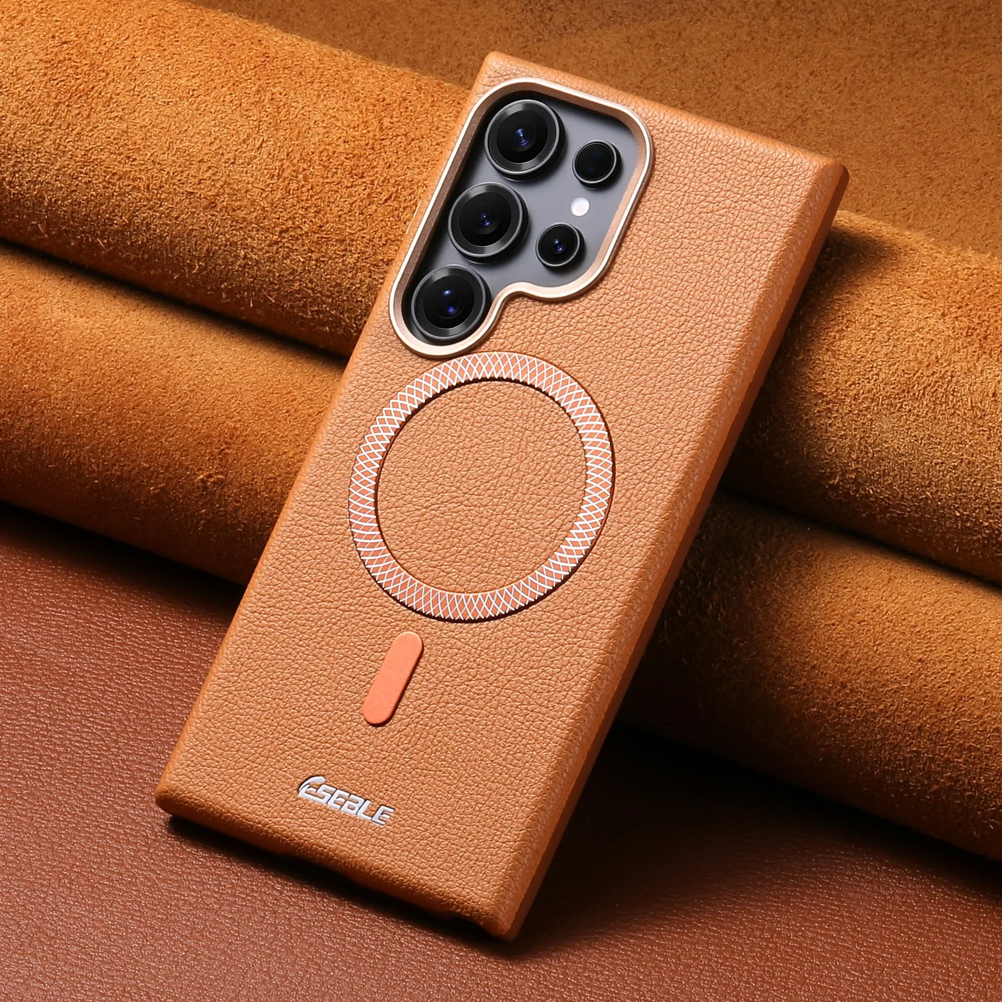 MagSafe Magnetic Solid Color Litchi Texture Shockproof Protective Case
