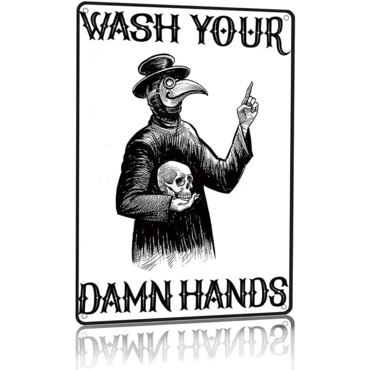 VintageGothicTinSignWashYourHandsPlagueDoctorRetroMetalSign