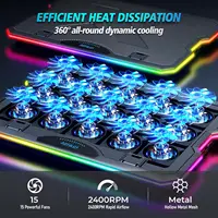 Gaming Laptop Cooling Pad with 15 Quiet Fans, 12-17.3 Inch, Adjustable Height, 2 USB Ports, Phone Stand - Image 2