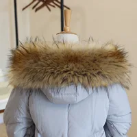Winter Faux Raccoon Fur Collar For Women Jackets Coat Hooded Fur Trims Strip Clothing Detachable Soft Plush Collars Accessories 1
