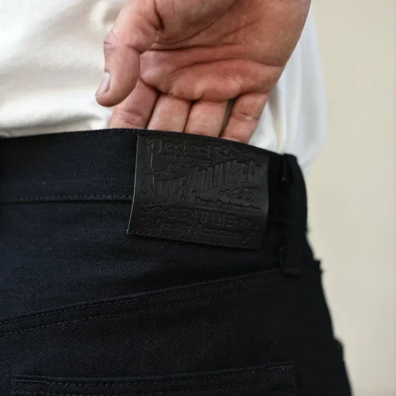 Sauce Zhan SZ6601-BL Mens Jeans Black Jeans Double-sided Dyeing Sanforized Selvedge Denim Jeans  16 Oz Regular Fit 5