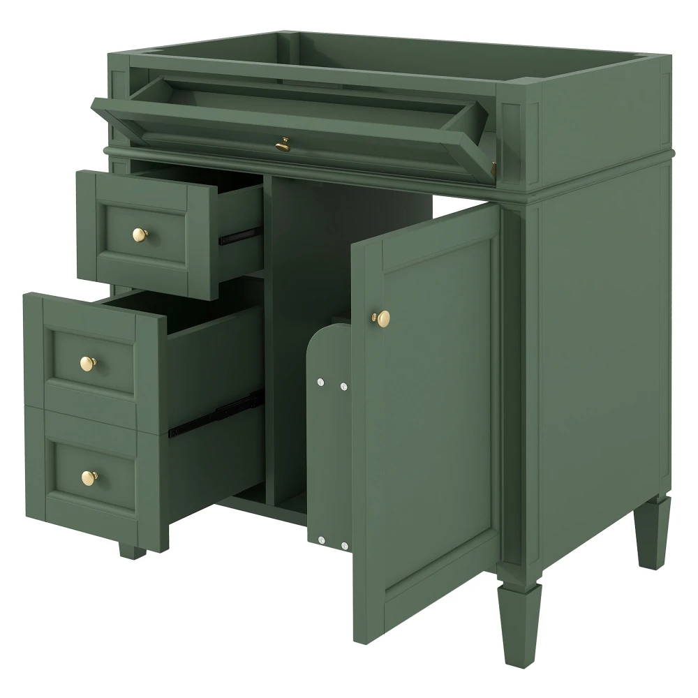 30'' Bathroom Vanity without Top Sink, Modern Bathroom Storage Cabinet with 2 Drawers and a Tip-out Drawer (NOT INCLUDE BASIN) 3
