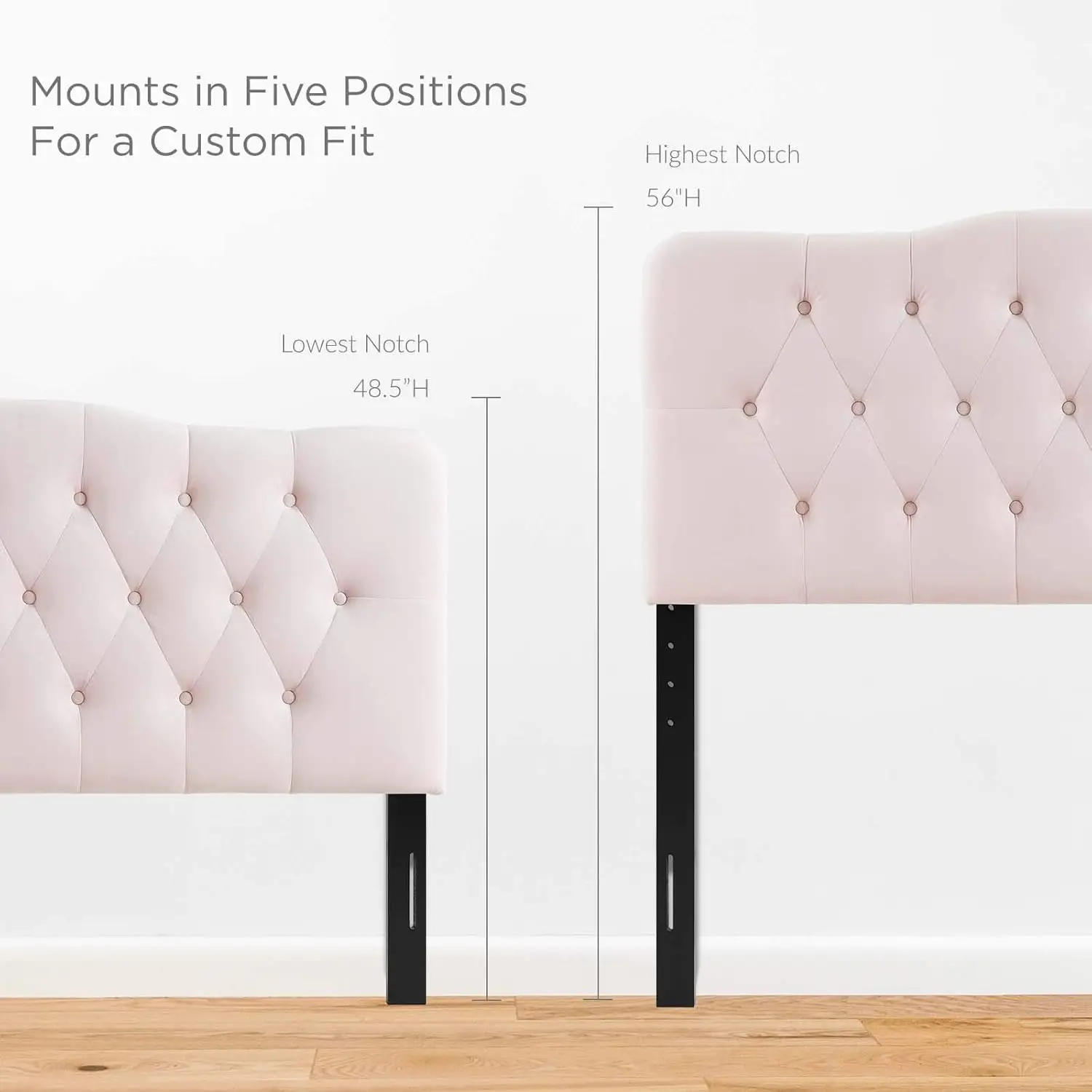 USA Annabel Diamond Tufted Performance Velvet Queen Headboard in Pink