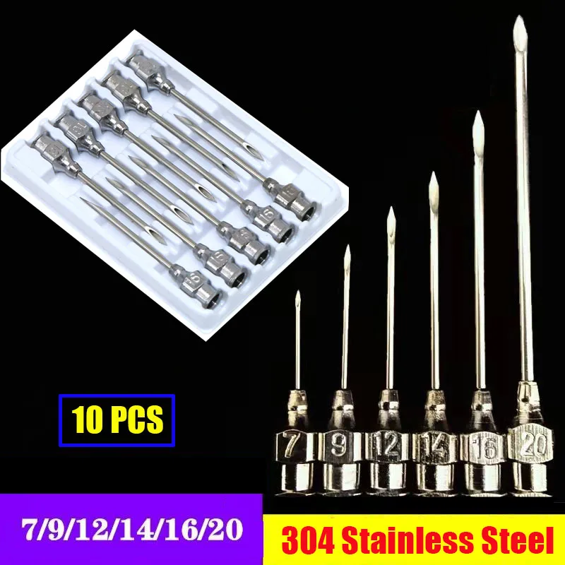 animal injection needle 10pcs Stainless Steel Veterinary Syringe Needles Injection Vaccination Vet Tools Pigs Cow Sheep Bird Bovine Farm Animal Supplies