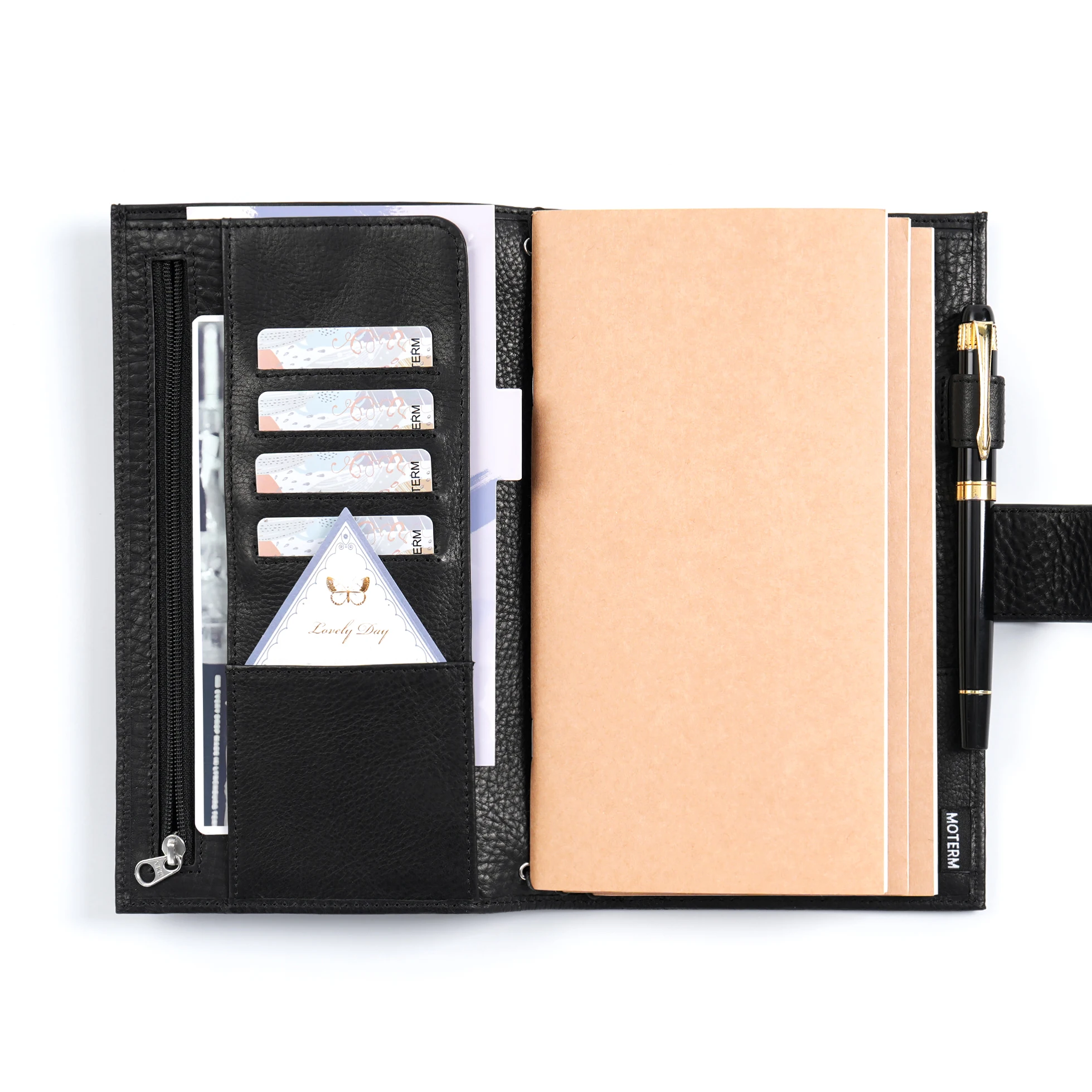 Moterm Travel Notebook Journal Companion Standard Planner Vegetable Tanned Leather Genuine Cowhide Organizer Diary 4