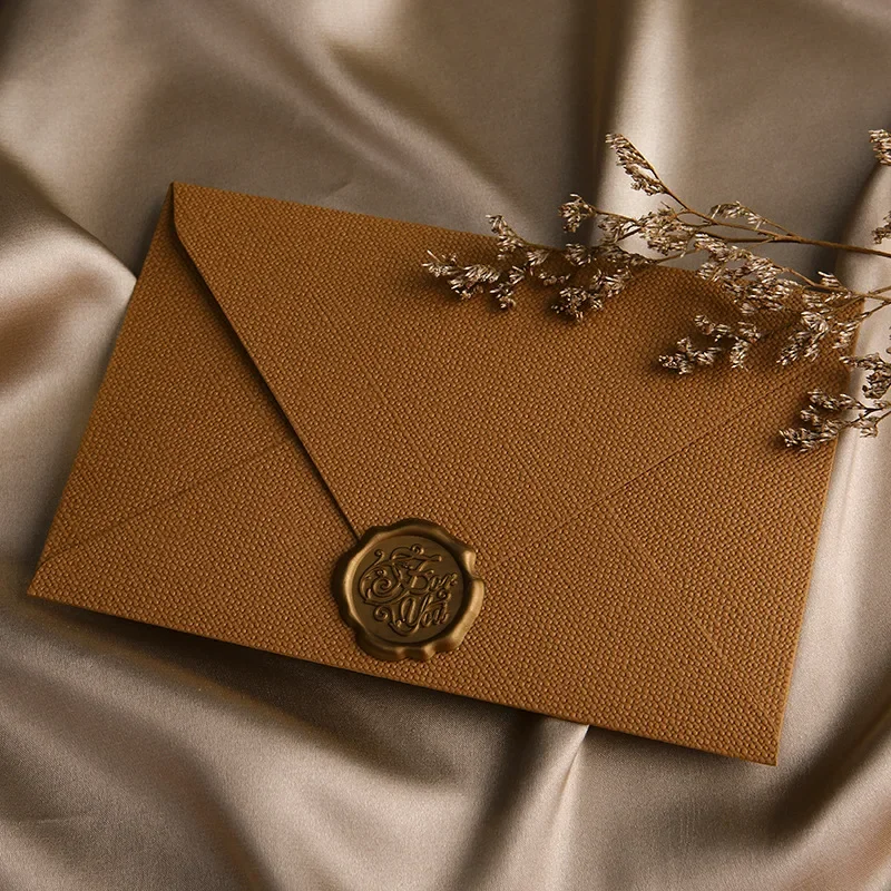 Kraft Paper European Court Style Retro Linen Envelope Letter Paper Wax Fire Seal Set for Love Letter Festival Wedding Invitation