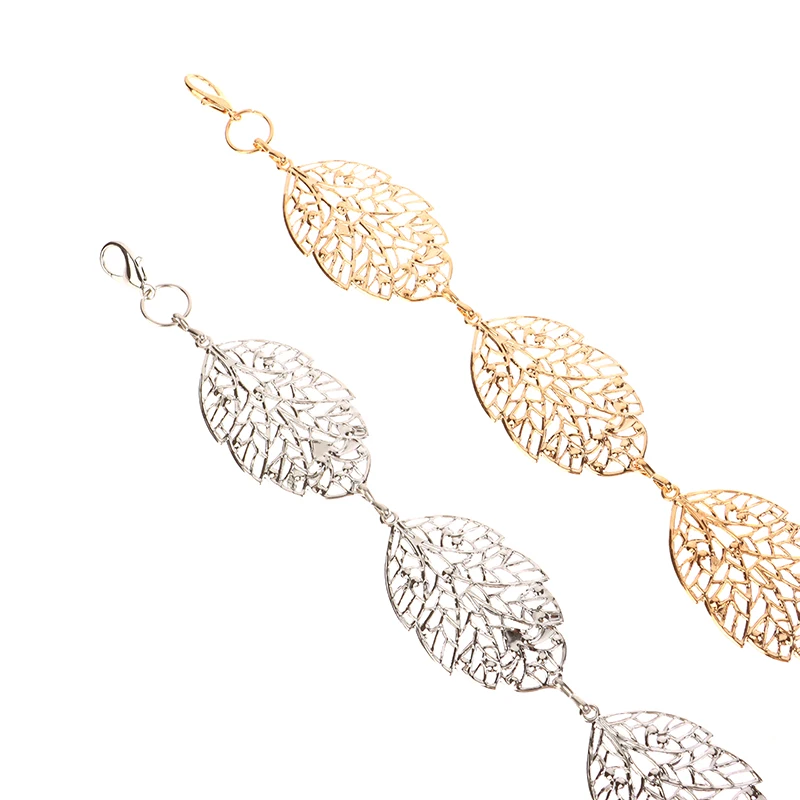 1Pc Leaf Shaped Hollow Out Chain Belt For Women Metal Waistband Ladies Wedding Dress Girdle Strap womens dress belt