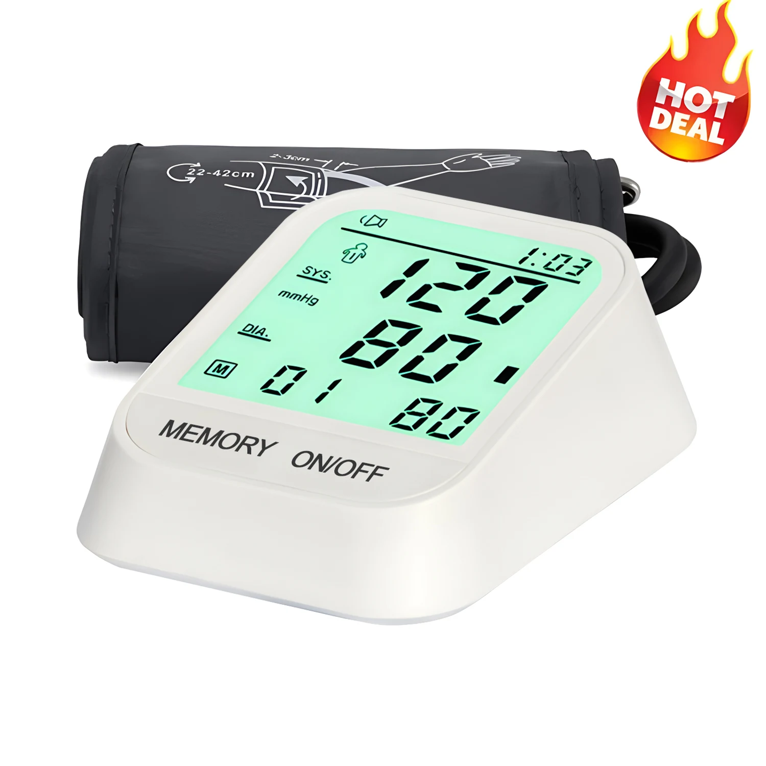Portable Digital Blood Pressure Monitor Upper Arm Blood Pressure Monitors with Large Cuff Home BP Heart Rate Pulse Meter Monitor