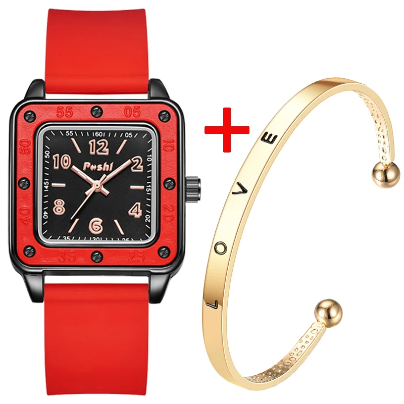 Luxury Women's Watch Original  Silicone Strap Ladies Quartz Wristwatches Waterproof Square Female Watch Clock for Women girls