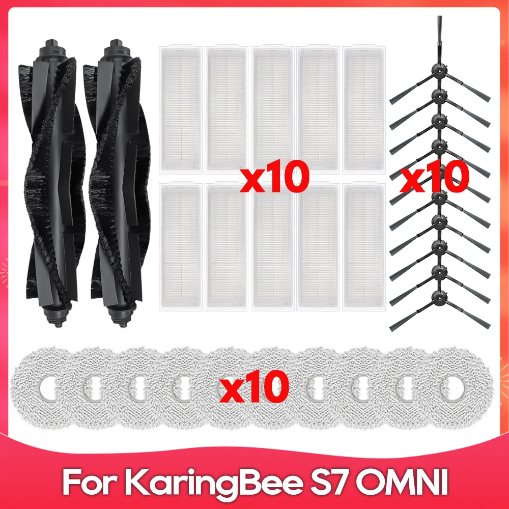 Compatível com o Aspirador de pó Robô Karingbee s7 Omni Rolo Lateral Escova Filtro Hepa Panos de Mop Peça de Reposição Acessório