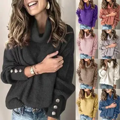 

2023 Winter New Solid Color Splicing Temperament Elegant Pullover Women's Long-sleeved Hoodie High-neck Sweater Top